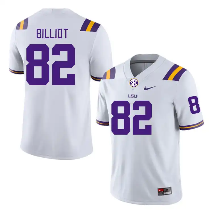 Men's LSU Tigers Kylan Billiot #82 White NCAA Football Jersey